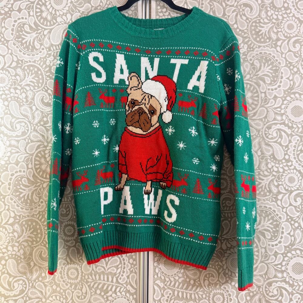 Christmas Pug Dog Sweater XL